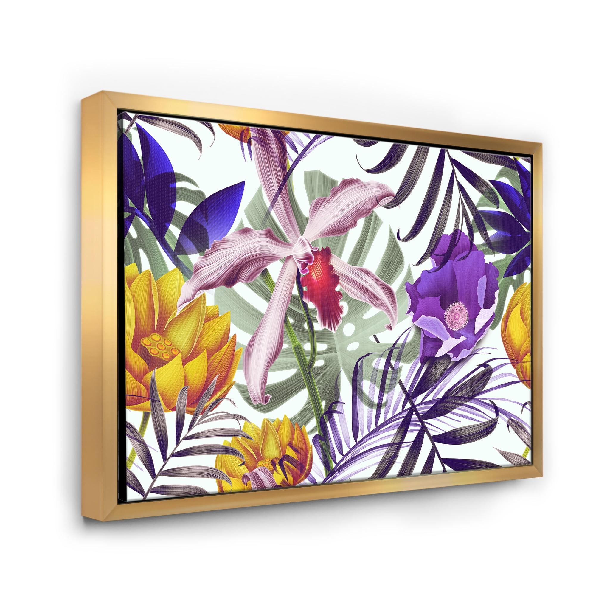 Designart 'VIntage Tropical Flowers IX' Traditional Framed Canvas Wall Art Print