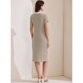 thumbnail image 4 of DARING DIVA Striped Ribbed Knit Short Sleeve Midi Dress S Coffee, 4 of 6