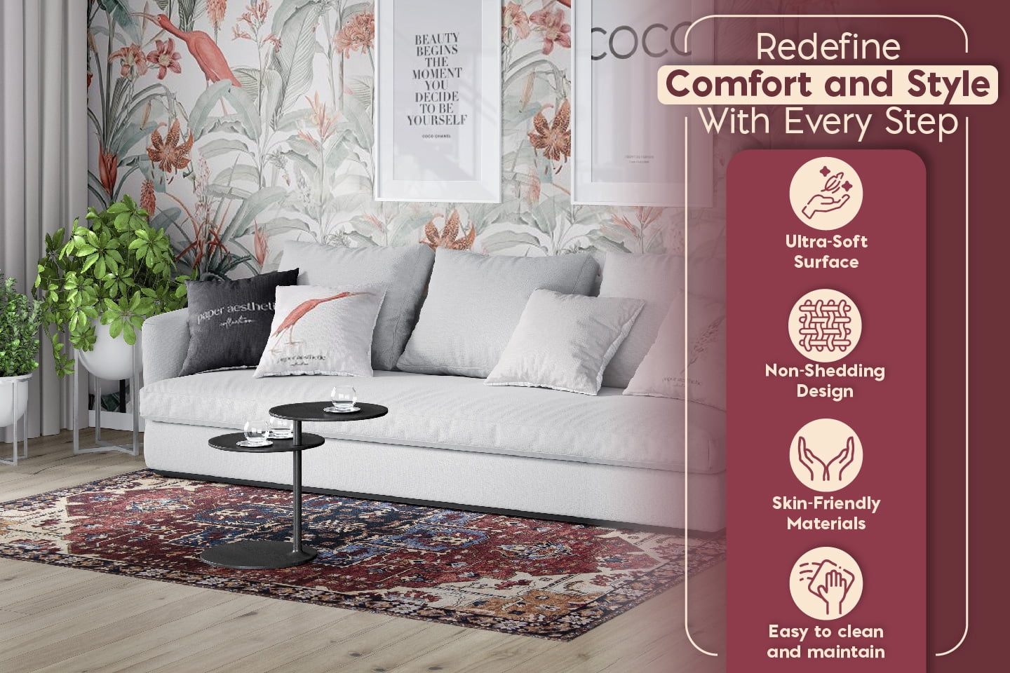L'Baiet Monica Abstract Washable Area Rug Red 8' x 10' Large Big Rugs Carpet for Living Room, Bedroom, Kitchen, Entryway, Nursery, Playroom, Office | Boho Aesthetic Modern Colorful Home Decor