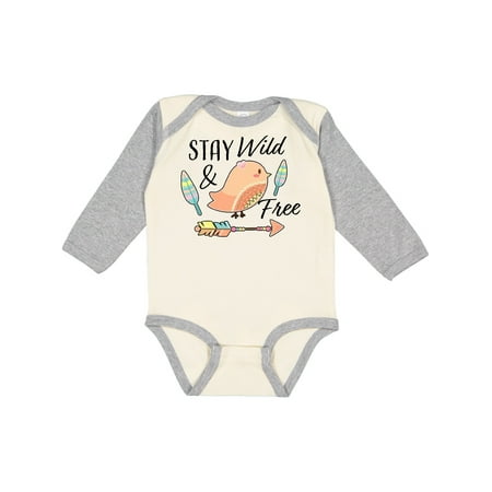 

Inktastic Stay Wild & Free with Chick Feathers and Arrow Gift Baby Girl Long Sleeve Bodysuit