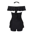 thumbnail image 5 of Aayomet Womens Bathing Suits Open Shoulder Neck Ruffle Lace Up Tankini Swimsuit Two Piece Set (Black, S), 5 of 5