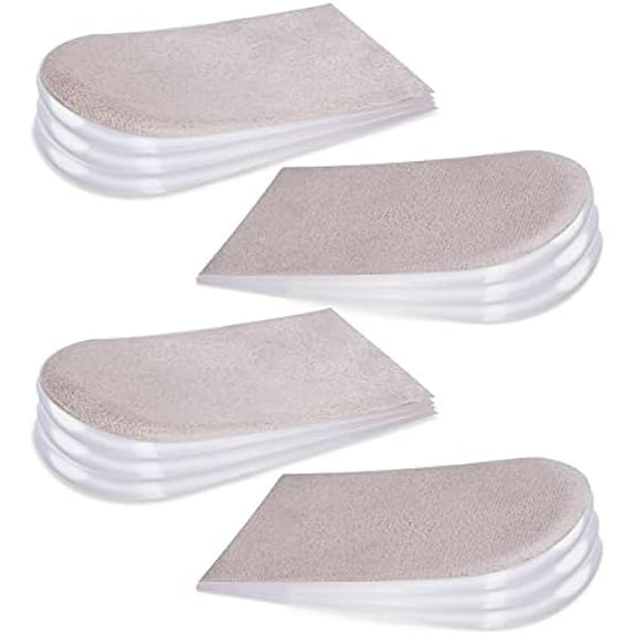 USBSO 2 Pairs Adjustable Heel Lifts Plantar Fasciitis Heel Pads 1/4" to 1" Gel Heel Lift Inserts Increase Insoles for Leg Length Discrepancy Upgrade and Widen Height (4 Layers Per Pair)