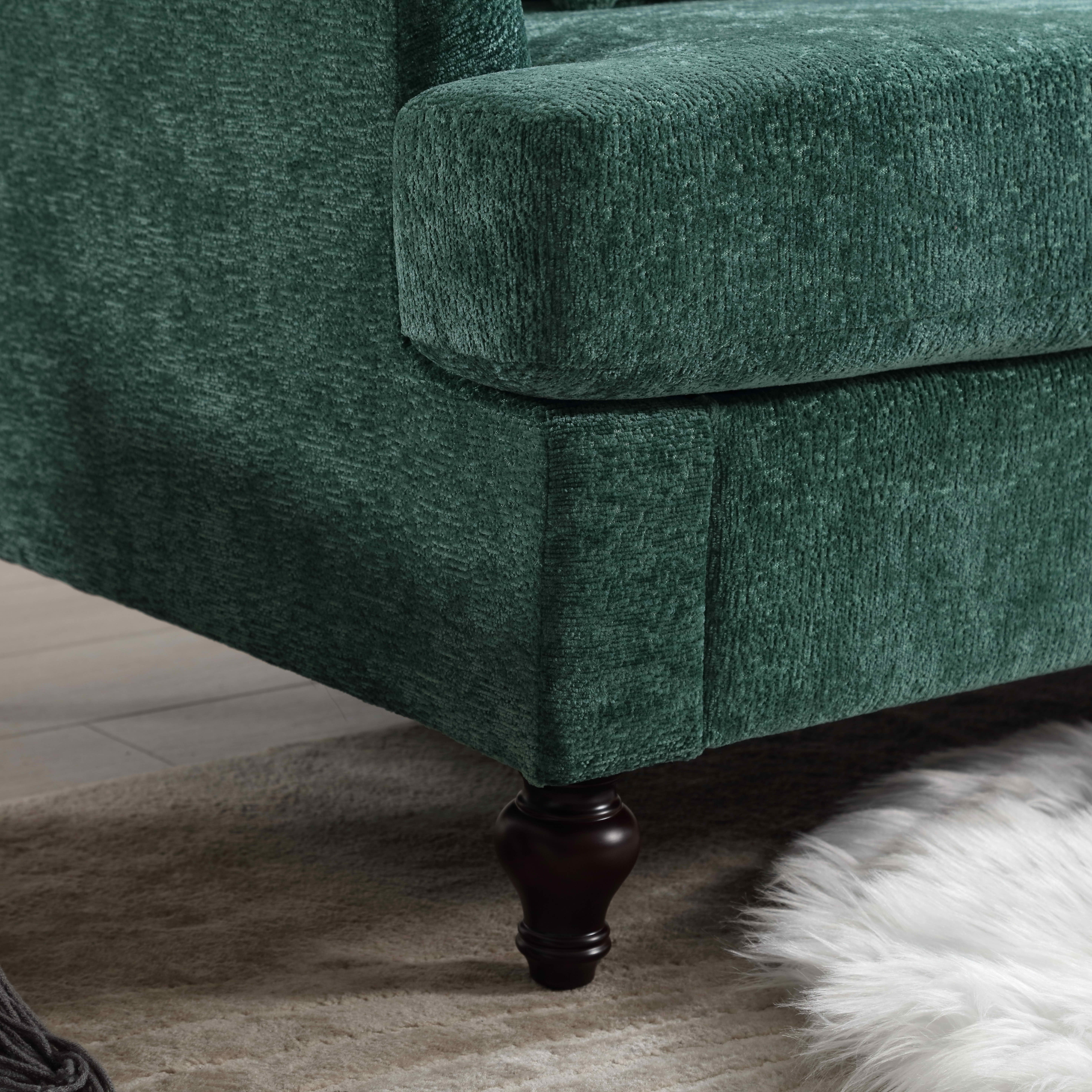 MAYEERTY Mid-Century Chenille 2-Seater Loveseat, Comfy Deep Seat Sofa with Brown Wood Feet for Small Living Room & Bedroom