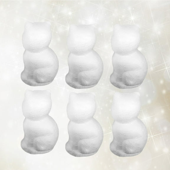 Soimiss 6Pcs White Cat Figurines Ornaments Paintable Diy Project For All Ages