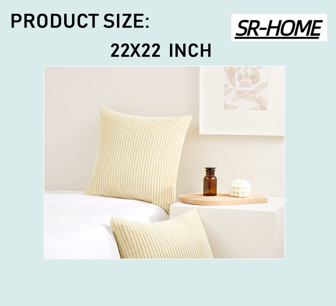 Pack of 2, Cushion Cover with Invisible Zipper, Super Soft Corduroy