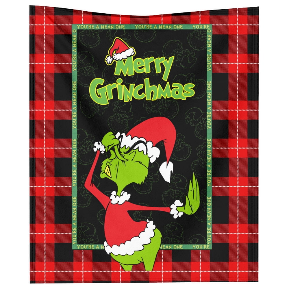 Grinch Fleece Blanket Throw Lightweight Super Soft All Season Bed