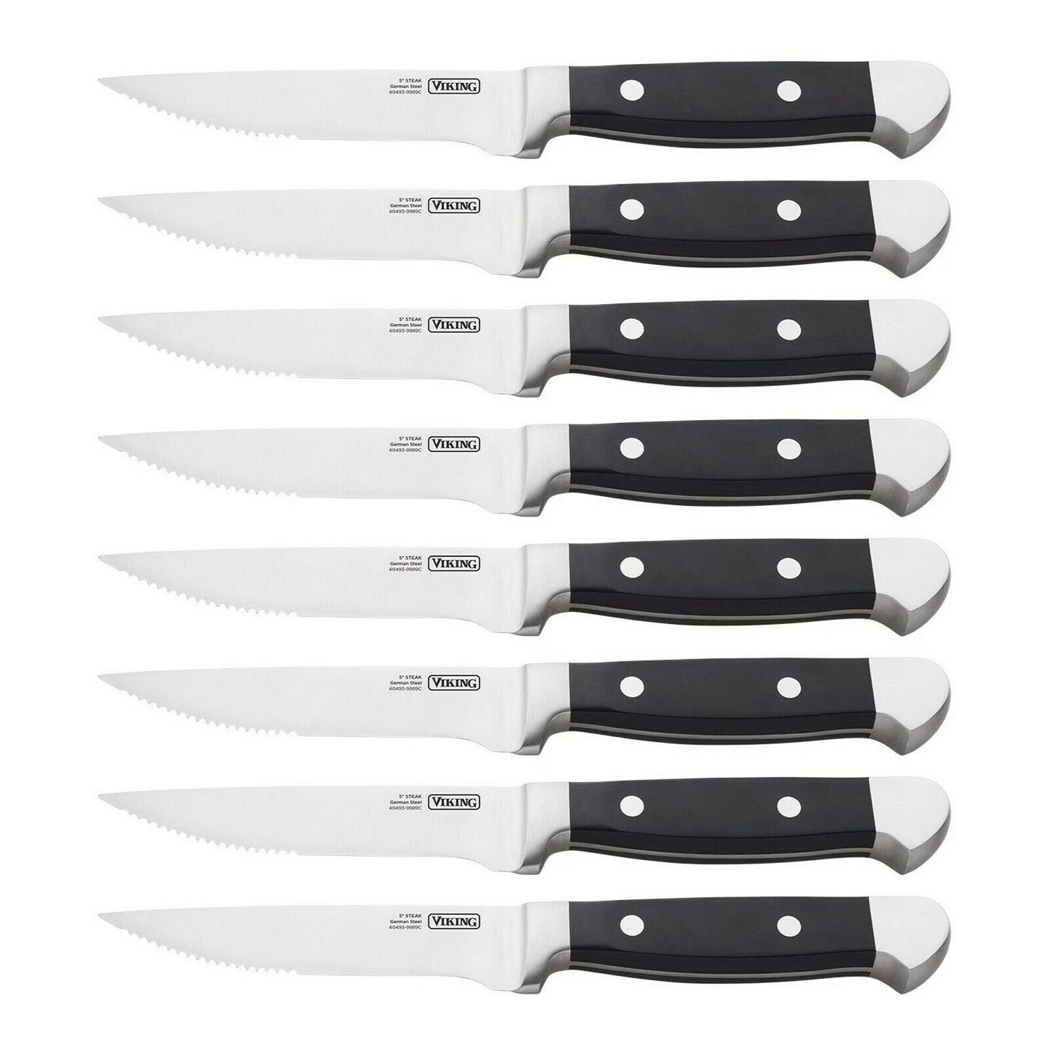 Sharp Viking Kitchen Steel Serrated Steakhouse Steak Knife Set, 8-Piece ...