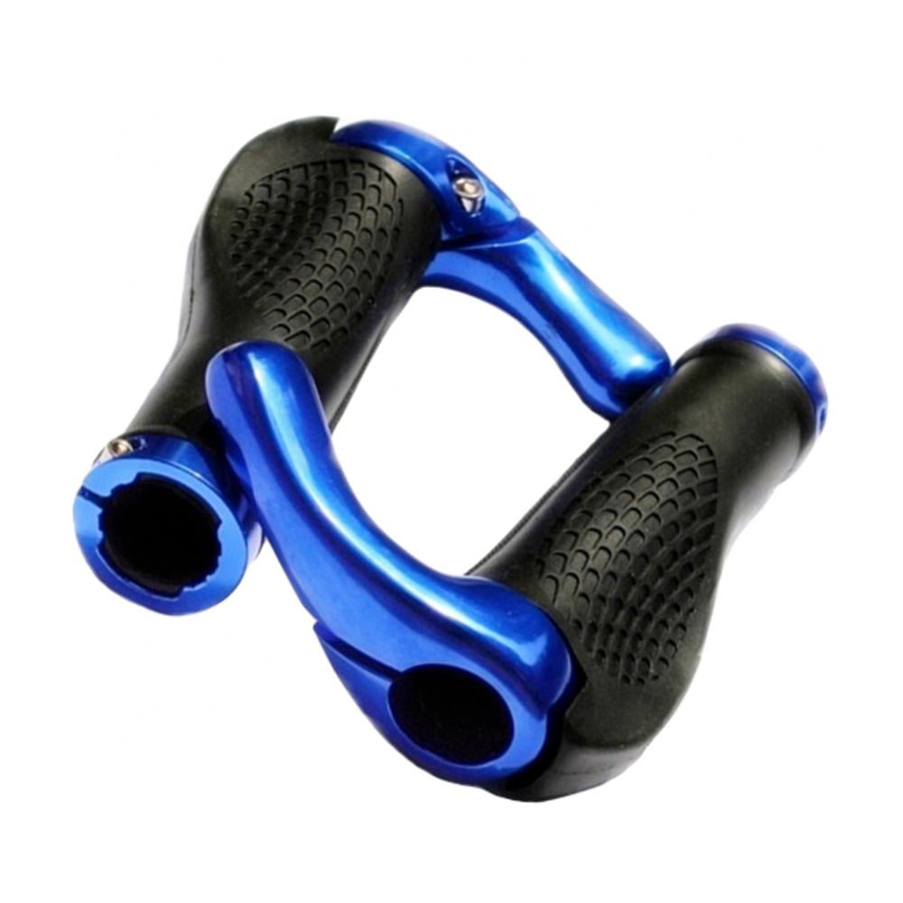 Non Slip Mountain Bike Grips With Aluminium Lock for Bikes and Scooters 2 Pairs Universal Bike Grips Bike Handlebar Grips with 4 Reflective Armbands, Red, Blue 