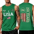 thumbnail image 2 of American Flag Shirt for Men 4th of July 250th Anniversary Patriotic Tank Mens USA Independence Day Sleeveless Tops Green 3XL, 2 of 4