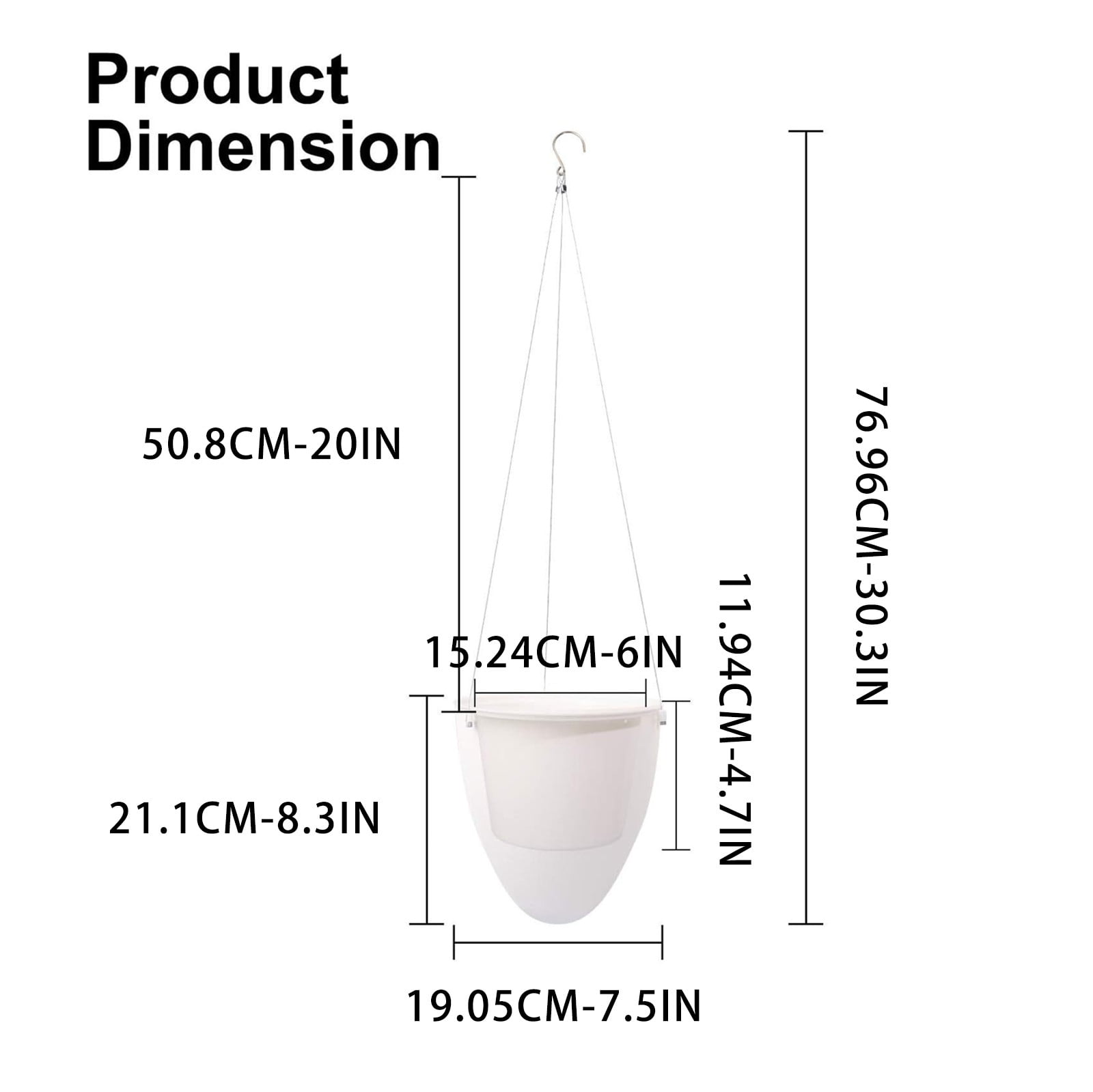 Camnix Self Watering Hanging Planters, Unique Eggshell Shape Indoor Outdoor Hanging Pots for Plants, Modern White Plastic Flower Pots Home Decor Hanging Basket