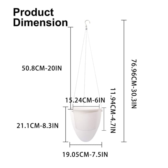 Egg-Shaped Hanging Plant Pot with Built-in Water Reservoir, Lazy Indoor/Outdoor Planter for Succulents, Herbs, and Trailing Plants, Includes S Hook