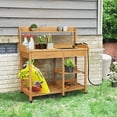 thumbnail image 3 of Topeakmart Outdoor Garden Potting Bench Potting Table Work Bench with Removable Sink Drawer Rack Shelves Work Station Wood, 3 of 5