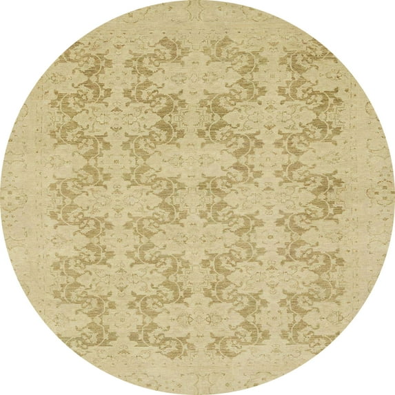 Ahgly Company Indoor Round Abstract Metallic Gold Abstract Area Rugs, 7' Round