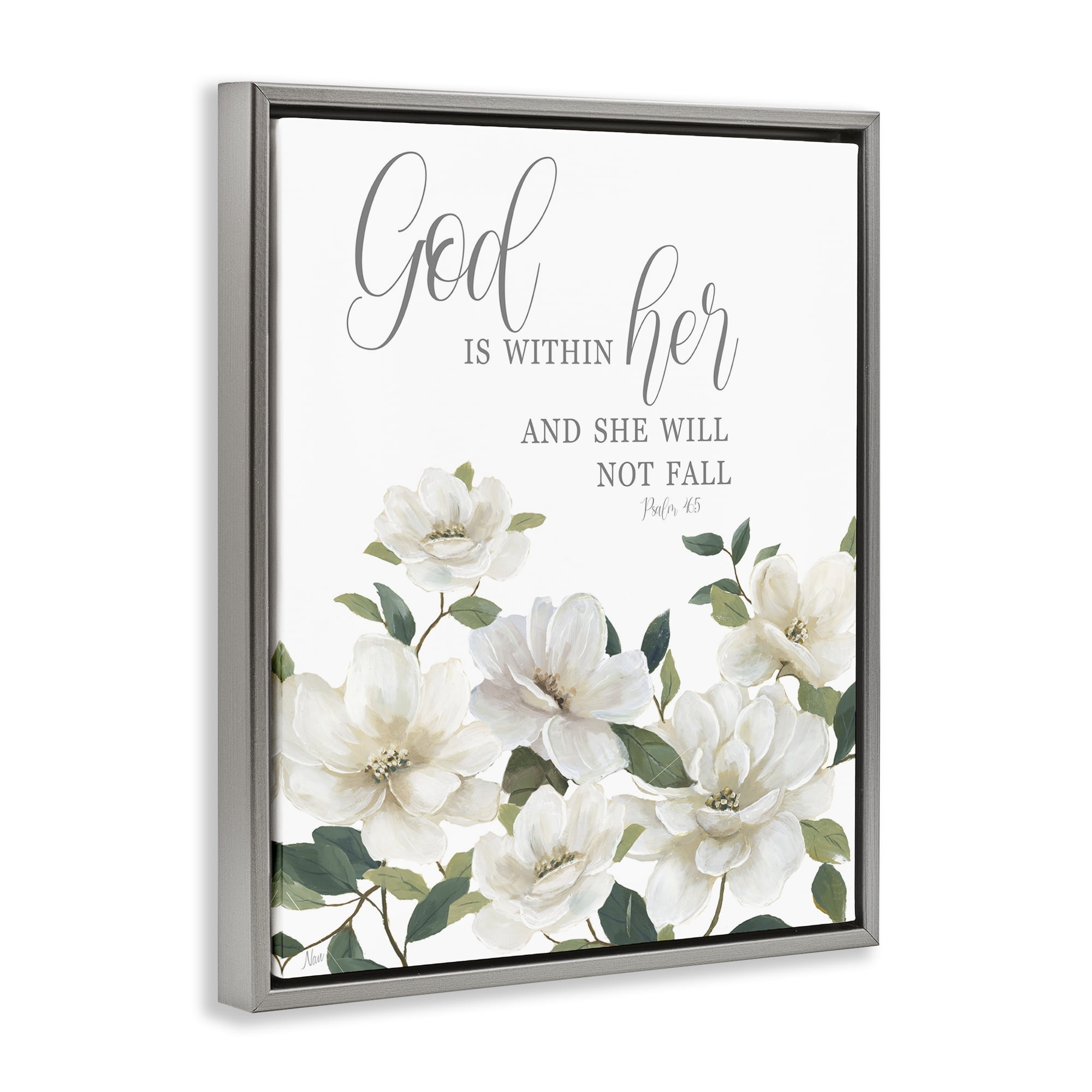 Stupell Industries God Is Within Her Gray Framed Floater Canvas Wall Art, design by Nan