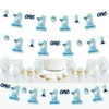 Big Dot of Happiness 1st Birthday Shark Zone - Jawsome Shark First Birthday Party DIY Decorations - Clothespin Garland Banner - 44 Pieces