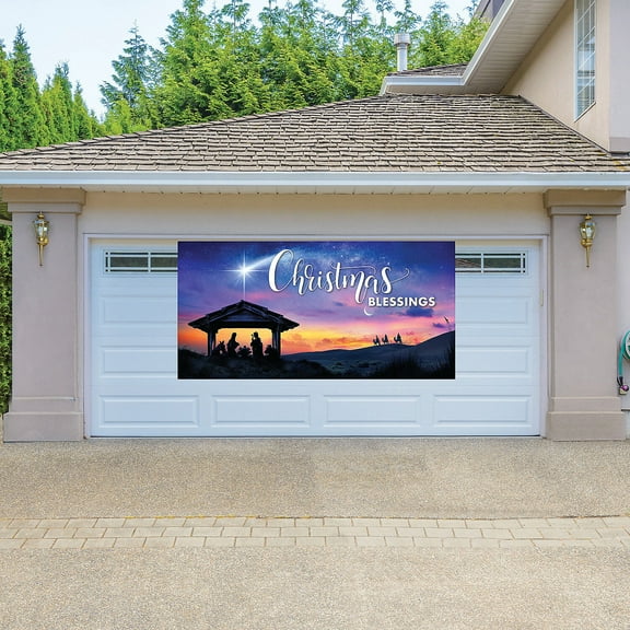 Nativity Christmas Blessings Garage Door Banner for Home Holiday Decorations