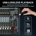 thumbnail image 4 of 12 Channel Audio Interfacer Sound Board Mixer DJ Mixer 16-Bit DSP Effect USB Audio Mixer +48V Phantom Power Bluetooth Mixer for Karaoke Studio Streaming Recording,Live Streaming, 4 of 8