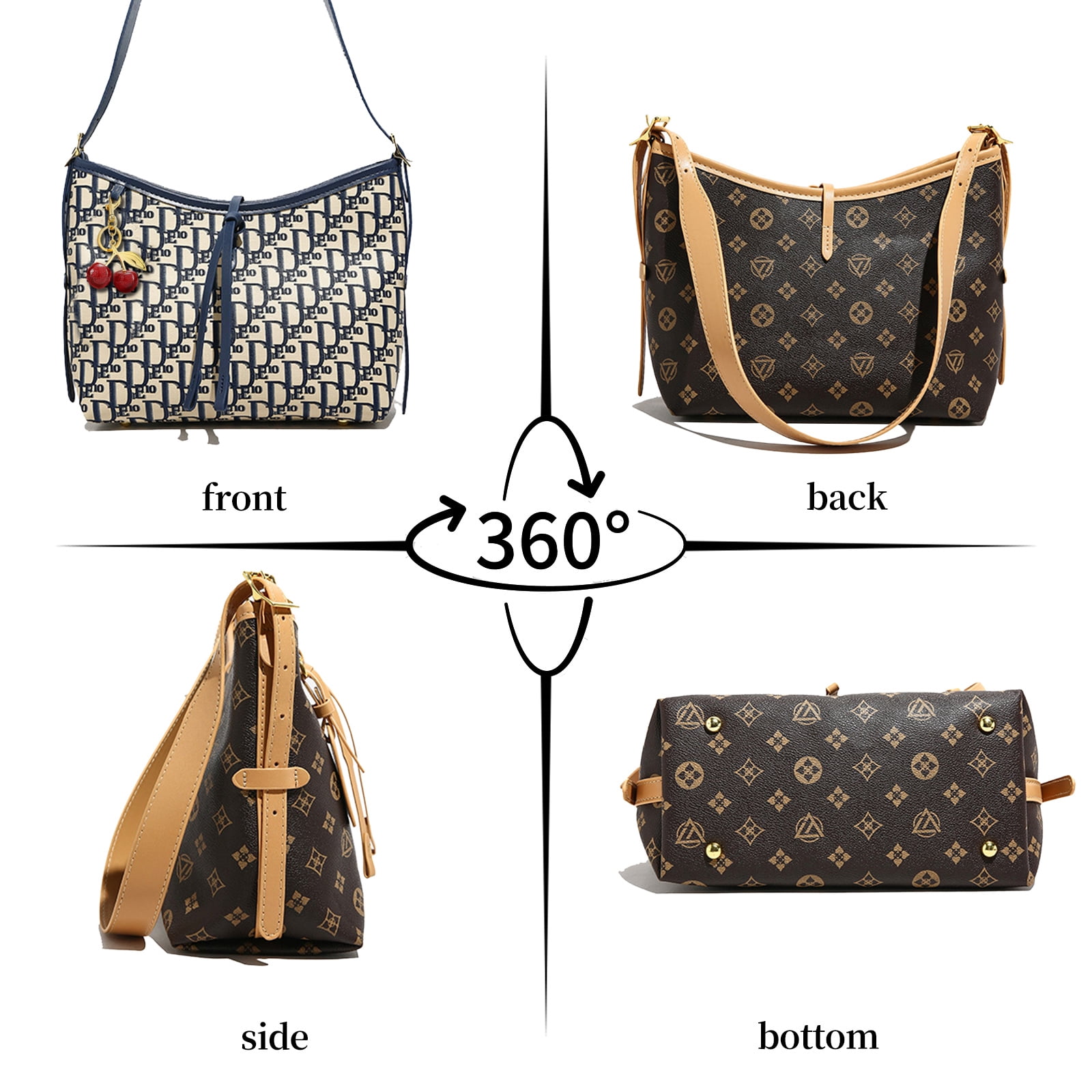 Stylish Handbag for Women - Crossbody Bag With Adjustable Strap, Hard Wearing & Fashionable Shoulder Bag, Including Cherry Keychain(Dark Blue)