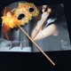 thumbnail image 2 of Máscara de Halloween con exquisito patrón de dragón de encaje, tela de cuero, plumas laterales, bola de flores, máscara de mano, 2 of 4