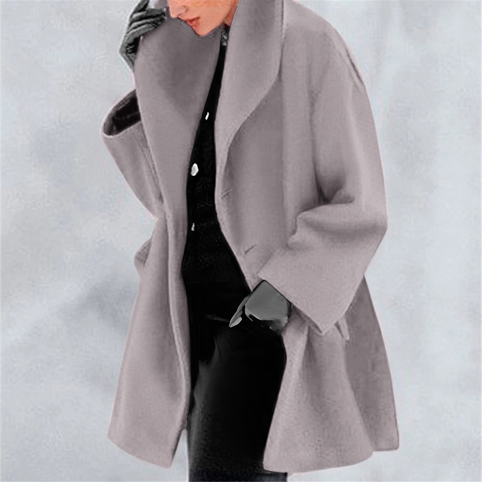 Womens Winter Wool Coat Trench Jacket Ladies Warm Slim Long