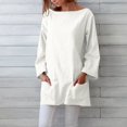 thumbnail image 2 of VISALY Women's Linen Long Sleeve Crewneck Tunic Shirt Loose Fit Casual Pullover Tops with Pockets Plain Wrinkle Free Blouses Long Blouses Dressy Casual Lightweight Spring Fall Shirts White Xxl, 2 of 6