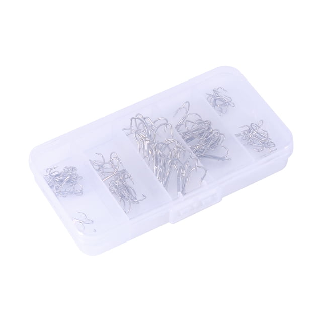50Pcs Fishing Hook Sharpened Treble Hook 5 Sizes 2/4/6/8/10 Fishhook Tackle Silver