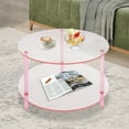 thumbnail image 5 of Modern Round Pink Acrylic Coffee Table, Modern Coffee Table, 2-Tier Coffee Table, 5 of 12