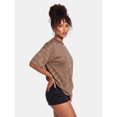 thumbnail image 4 of LMLYSoH Women's Summer T-Shirt Casual Loose Fit Stylish Striped Crew Neck Short Sleeve Drop Shoulder Tops, 4 of 8