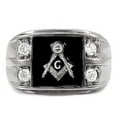 thumbnail image 2 of Mens 316 Stainless Steel Four of 3x3mm CZ Side Logo Mason Ring - Size 12, 2 of 3