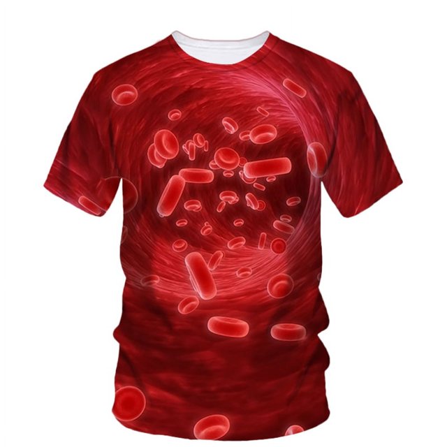 T-Shirt d'Été Imprimé 3d Hip Hop Horror Blood Manches Courtes Mode Alternative Tendance Ample Qualité Col Rond