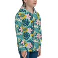 thumbnail image 5 of Pofeuu Tropical Floral Print Teenage Zipper Hoodie Sweatshirts Hooded Casual Jackets With Pocket For Boys Girls-Small, 5 of 6