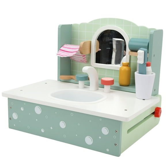 Toddler Vanity Table Set, Educational Kids Bathroom Sink Toys Early Learning For Little Girls