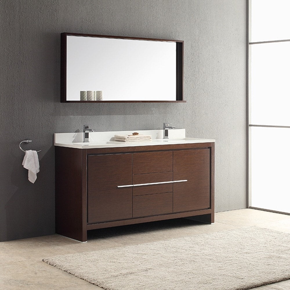Fresca Allier 60inch Wenge Brown Modern Double Sink Bathroom Vanity