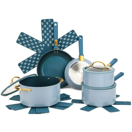 

Non-Stick 12-Pieces Cookware Set Blue