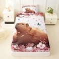 thumbnail image 3 of Erosebridal Kid Cute Capybara Twin Sheet Sets, Japanese Cherry Blossoms Bedding, 3pcs, 3 of 5