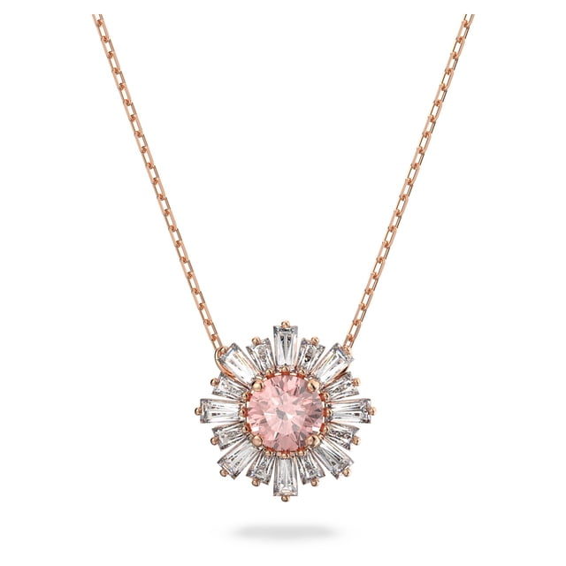 Collar con colgante Swarovski Sunshine con cristal rosa y transparente