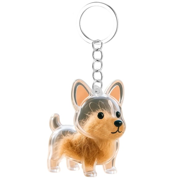 Pet Furs Collector Keychain Dog Shape Hair Storage Memorial Keepsakes Box Keyring Perfect Gift for Dog Cats Owners