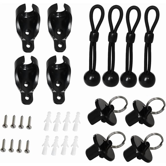 Replacement Shade Parts Bungee End Cap Kit for Exterior Cordless Roller Shades Outdoor Blinds( 2 Sets) (Black)