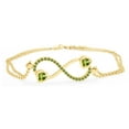 thumbnail image 2 of AFFY Heart & Round Shape Simulated Peridot Infinity Heart Chain Bracelets In 14k Yellow Gold Over Sterling Silver -7.5", 2 of 7