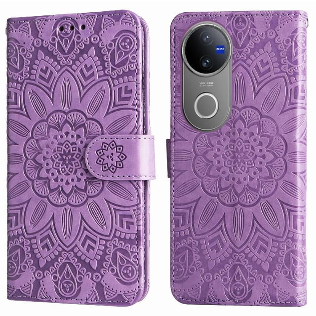 Funda tipo cartera GANGXUN para Vivo V50 , diseño girasol, cuero PU, soporte, cierre magnético, tarjetero