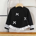 thumbnail image 2 of FAIWAD Girls Long Sleeve Tops Crew Neck Ribbed Knit Casual Pullover Cute Lace Trim Bow Shirts, 2 of 6