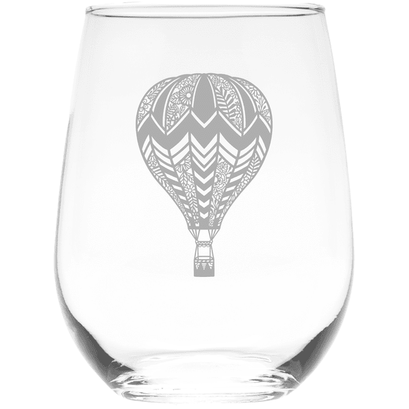 17 oz. Hot Air Balloon Stemless Wine Glass