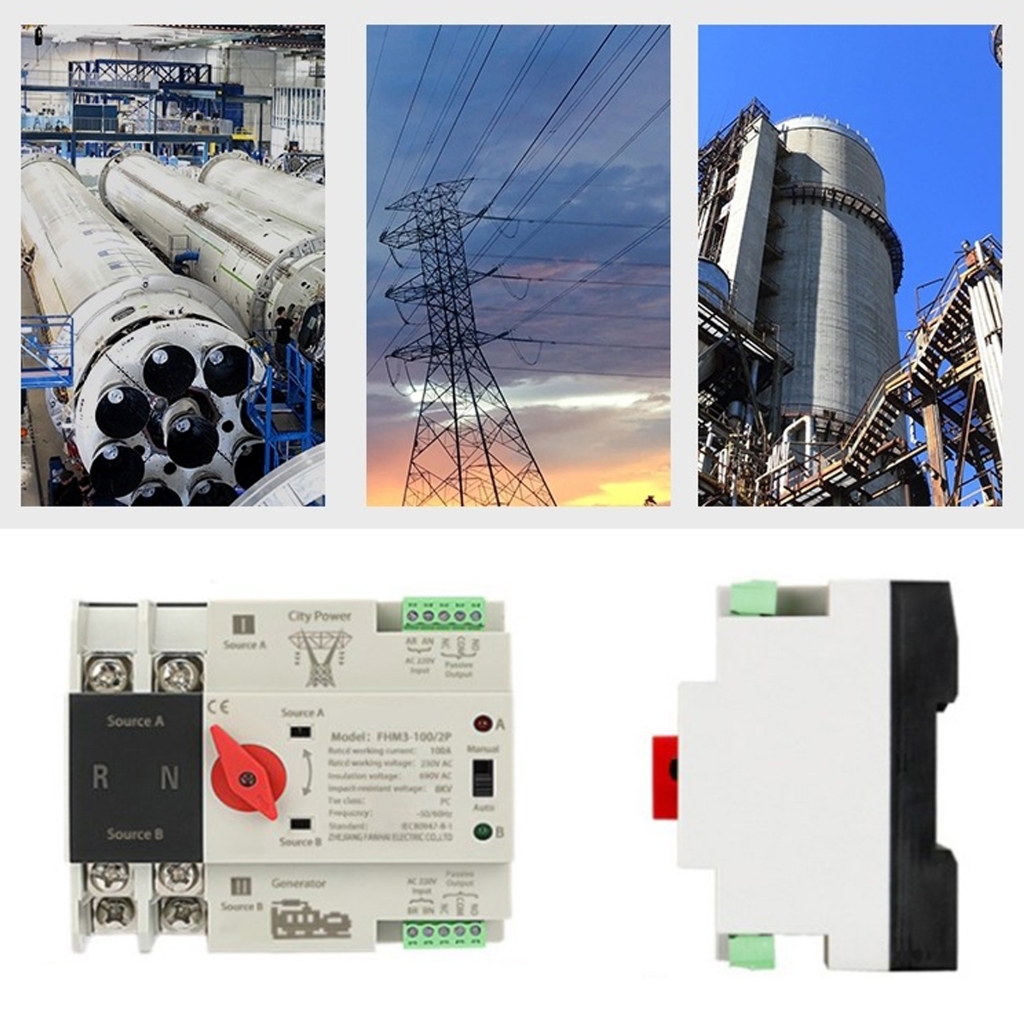 2P 100A Automatic Transfer Switches Din Rail Mounted Double Power Switches