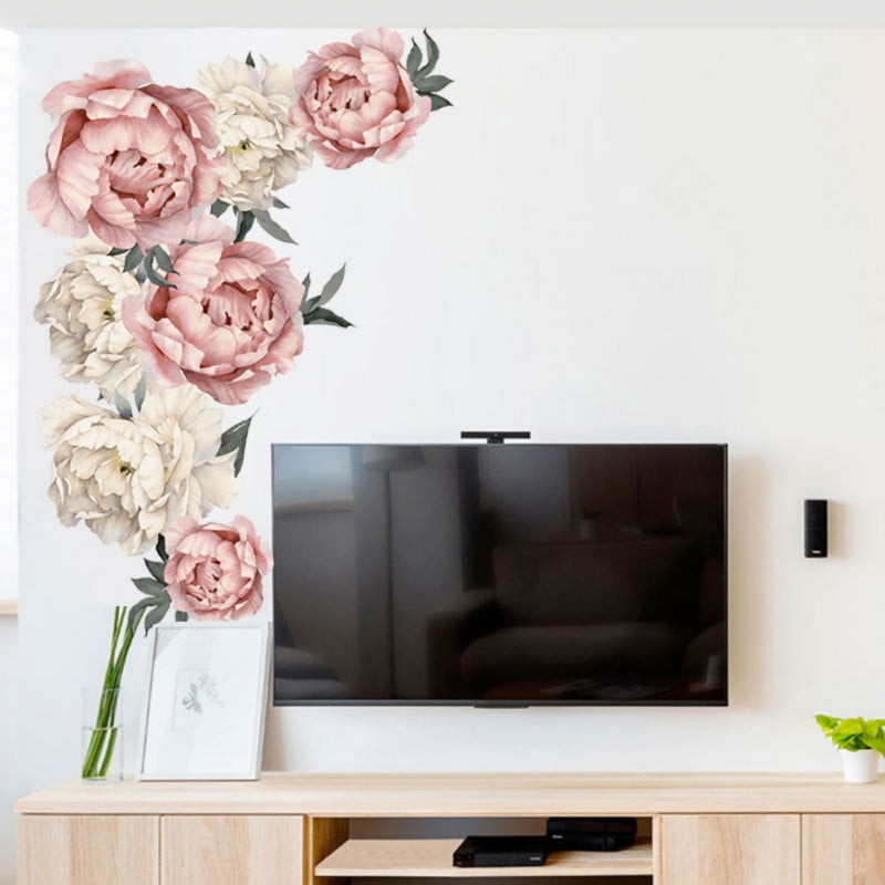Luxury Peony Flower Wallpaper Art Decals Detachable Wall Stickers Home Decorations