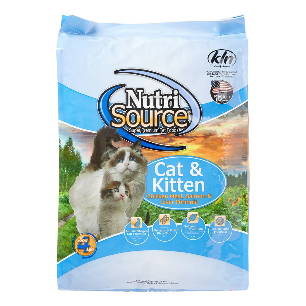 NutriSource Cat & Kitten Chicken Meal, Salmon & Liver Dry Cat Food, 16 lb