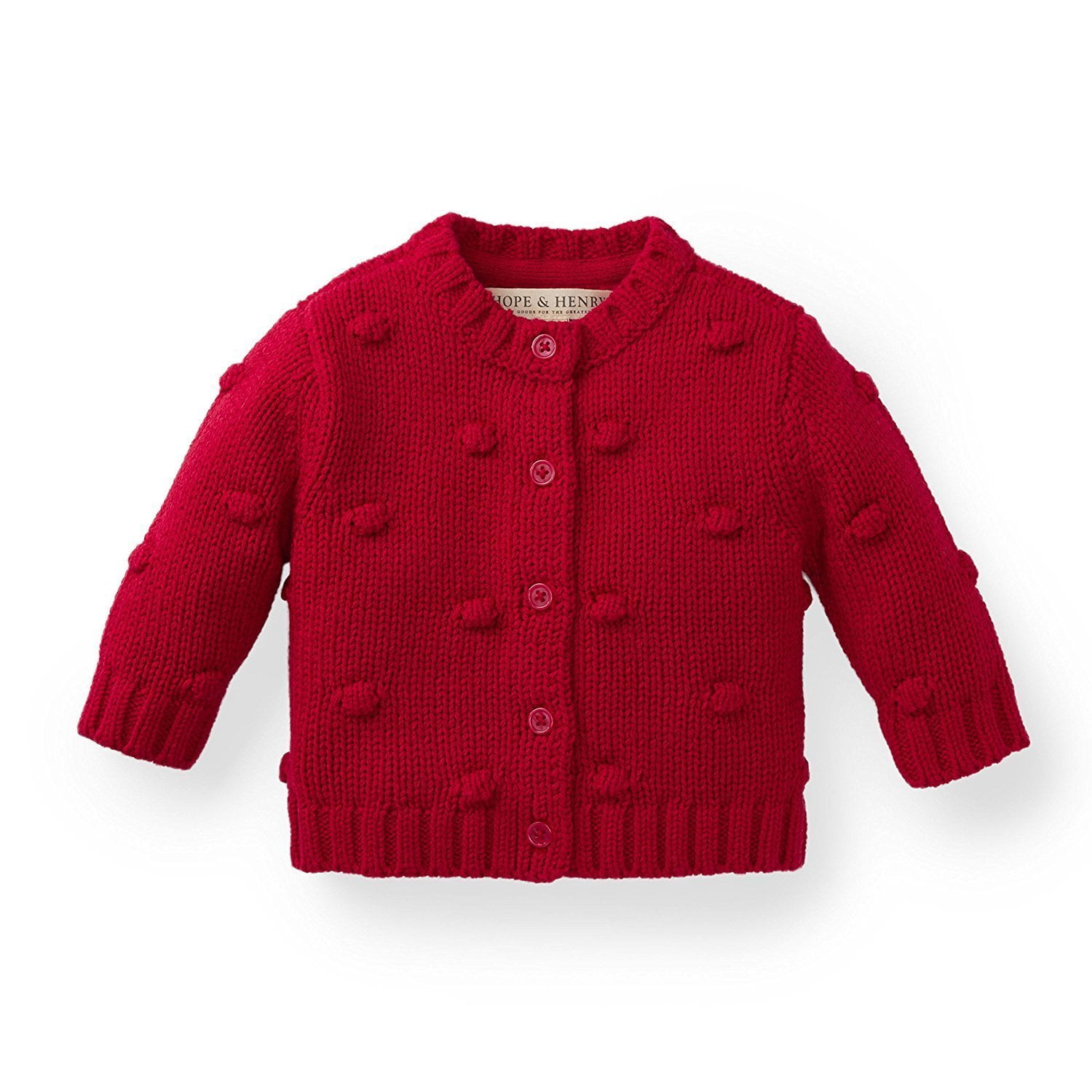 red bobble cardigan