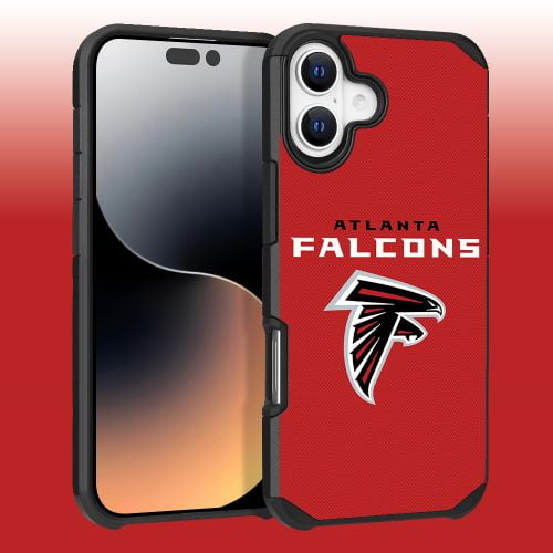 Apple iPhone 16 Plus (6.7) - NFL Licensed Atlanta Falcons Team Logo on Red Textured Dual Layer Case