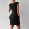 thumbnail image 5 of ClodeEU Women's Sleeveless Bodycon Mini Dress,Basic Solid Slim Fit Dress Black,Women's Plus L, 5 of 7
