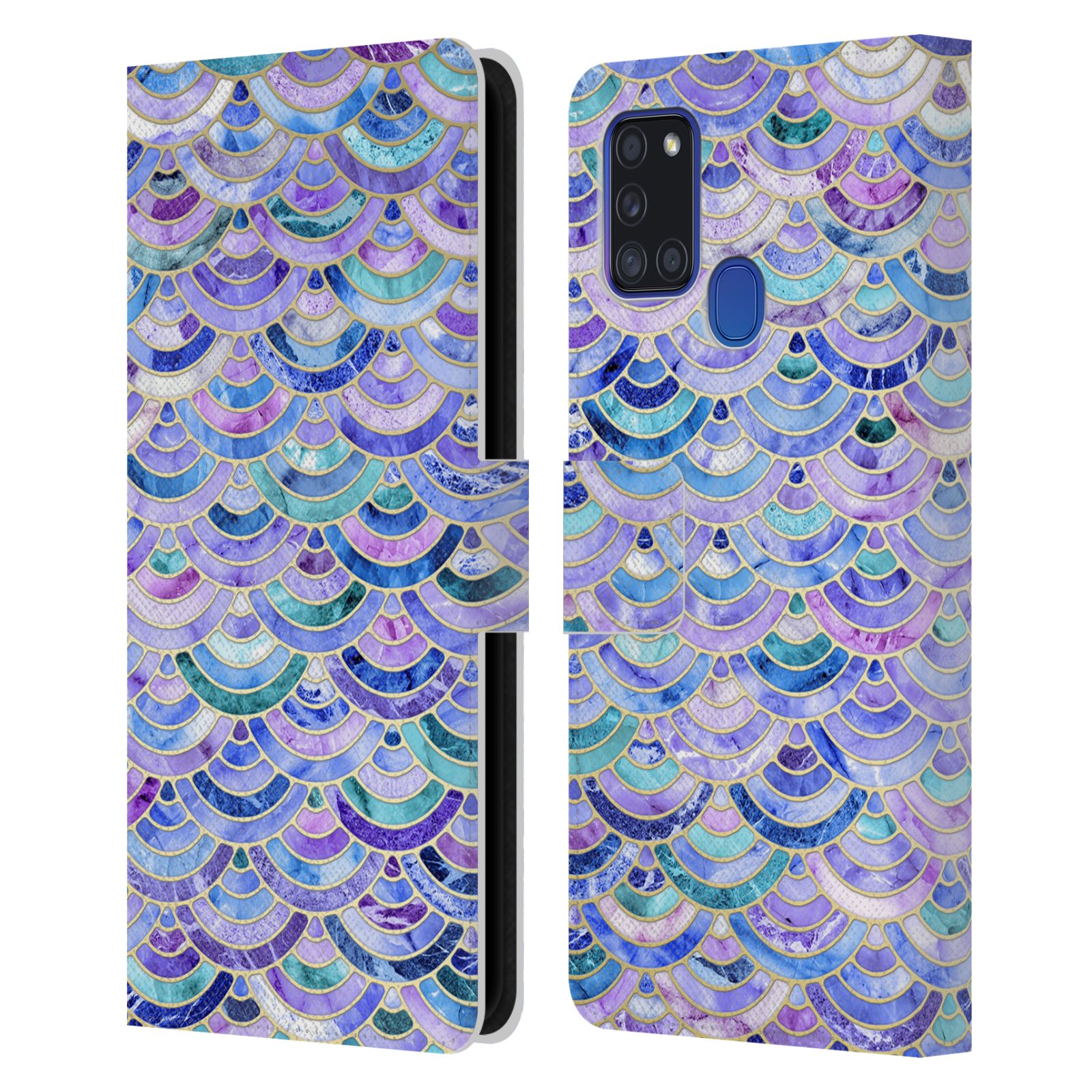 Head Case Designs Officially Licensed Micklyn Le Feuvre Marble Patterns Mosaic In Amethyst And Lapis Lazuli Leather Book Case Compatible with Samsung Galaxy A21s (2020) - image 1 of 6