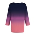 thumbnail image 5 of Pink Womens Tops 3/4 Sleeve Tops for Women Summer Notched V Neck Plain T Shirts Casual Cute Three Quarter Length Blouses Shirts for Women, 5 of 5